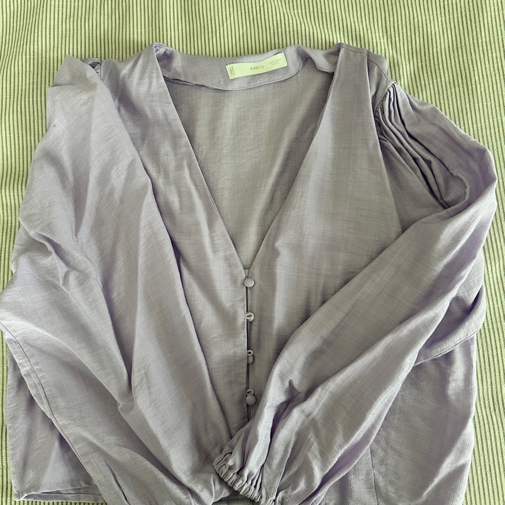 MNG Lavender Button-Up Blouse